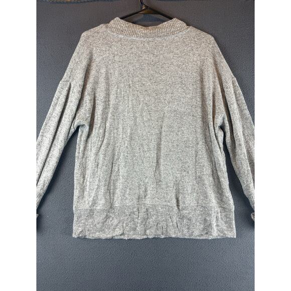 Evereve Cozy Gray Ribbed V Neck Women's Sweater Sz Small Gray - Picture 8 of 11